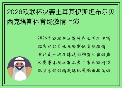 2026欧联杯决赛土耳其伊斯坦布尔贝西克塔斯体育场激情上演 2026欧联杯决赛土耳其伊斯坦布尔贝西克塔斯体育场激情上演